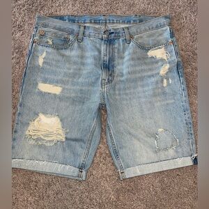 LEVI’S 511 Men’s Slim Fit Blue Distressed Denim Jean Shorts